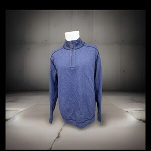 Tommy Bahama Black & Blue Reversible Quarter Zip Pullover Sz M Swordfish